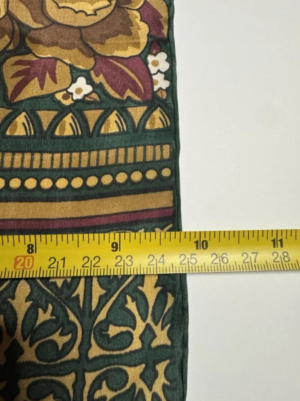 Vintage Adolfo 100% Silk Scarf Baar & Beards Logo Signed Rectangle Ornate Green